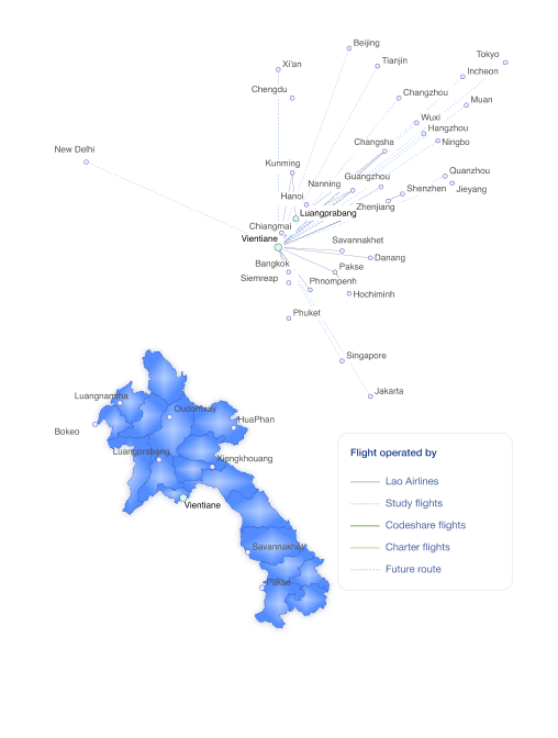 Lao Airlines Route Map